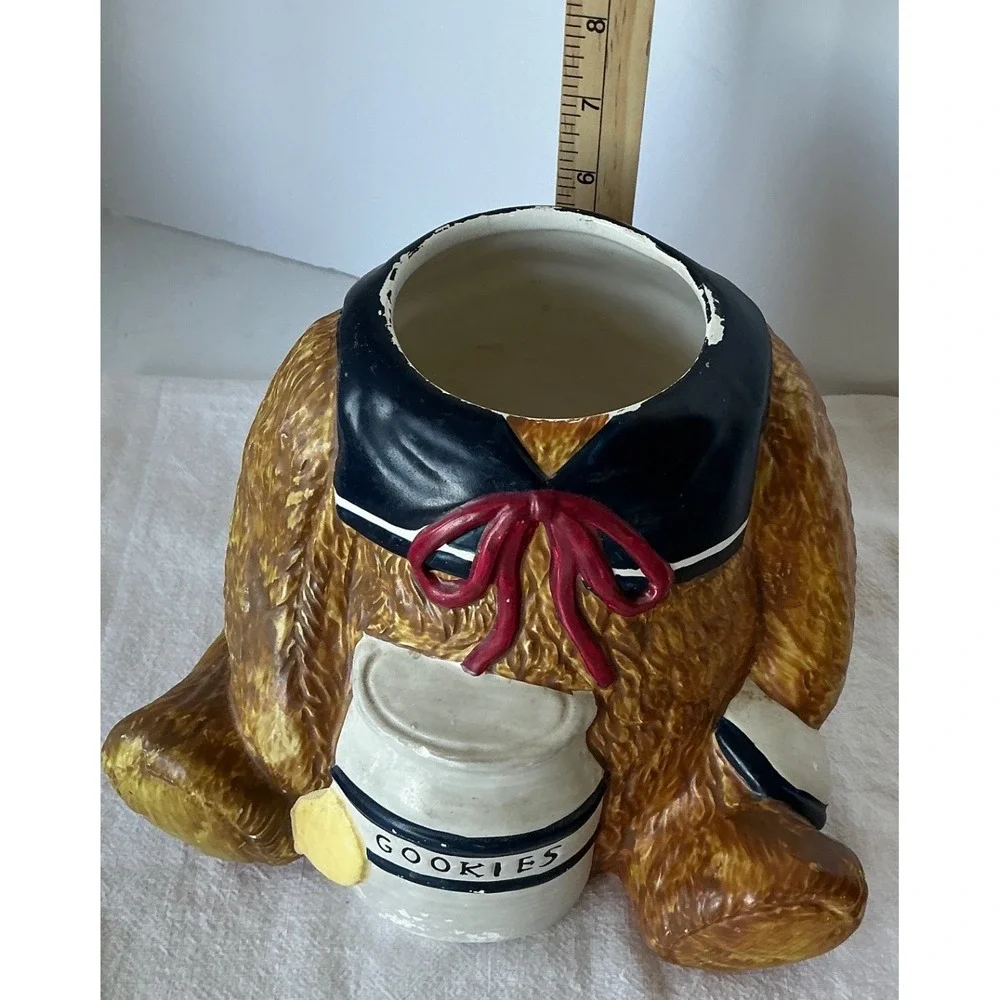 T-H-T Vintage 1994 Teddy Bear Cookie Jar Sailor Collar Ceramic‎ Brown Large 11in